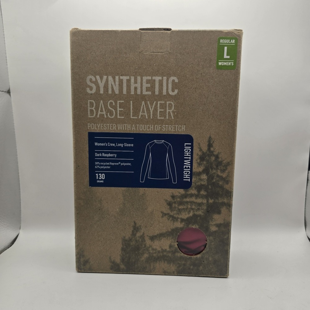 L.L.Bean Women's Lightweight Synthetic Base Layer Crew Shirt L Dark Raspberry